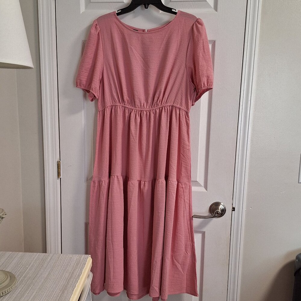 SHEIN  Plus Puff Sleeve Ruffle Hem Dress